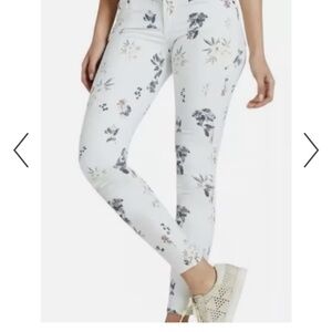 Lucky Brand White Floral Ankle Jeans